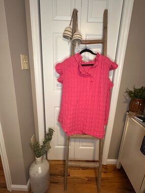 Chic Soul Ruffled Short Sleeve Blouse - Pink